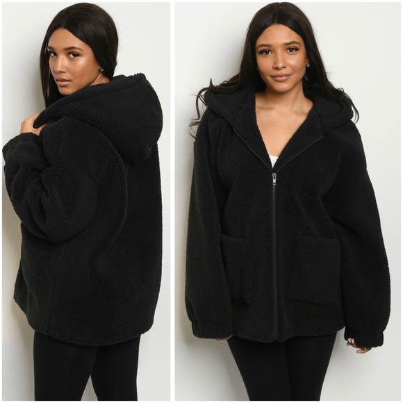 Oversized teddy zip up coat - Picture 2 of 8